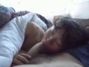 japanese pussy Girl Sucks And Rides Her White BF On The Bed 2