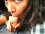 Hot latin pussy teeny Gives Her BF A dick sucking In A Bus