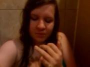 big ass Girl Plays With Herself In A Public Toilet