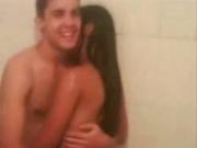 latina first time blowjob Fucks Her BF In The Shower While A Friend Tapes It