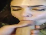 Big white cock using her mouth to jerk off