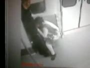 Security cam Captures A Girl Sucking Her BFs Cock In The Subway