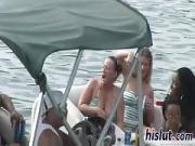 Horny babes have fun on some boats