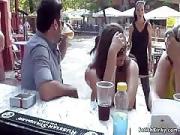 Petite Euro Slave Blowing in Public