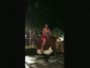 Fucked Up Milf Rides The Bull Topless