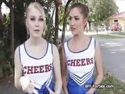 Cheerleaders sharing coaches hard cock