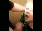 blond Emo teen Deepthroats Her BFs Cock In The Bathroom