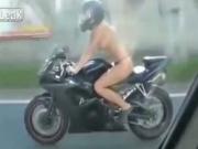 Crazy Girl Is Cruising Around Naked On Her Bike In Traffic