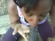 Black Girl Gives Her BF A POV Blowjob In The Park