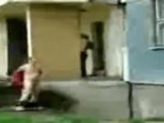 Russian Lunatic Flashes His Dick To 3 teen Girls Outside