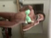 ebony teen Tapes Herself Getting Naked In The Mirror