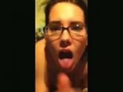 Nerdy first time blowjob Jerks Her BF To A cum on pussy In Her Mouth