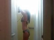 girl with amazing body strips off her bikini in the shower and teases