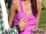 Ebony teen toying webcam Eveline getting pounded on