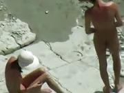 boobs exposed tapes a skinny girl having a doggystyle quickie on a nude beach
