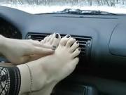 Pretty foot fetish Feet Tease in the carWheelSex