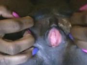 Ebony teen Plays With Her naked pussy Pussy While Phoning Her BF
