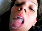 teeny Opens Her Mouth To Receive The Load And Plays With It