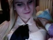 Cute blond teen Masturbates With 4 Fingers