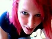 Emo unshaved pussy With Pink Hair Gives Her BF A POV cock milking And blowjob