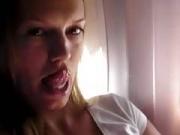 Girlfriend masturbates on the plane