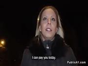 Light-haired Gets Paid For Public Oral Sex