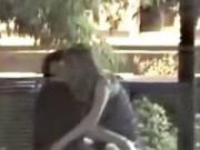 boobs exposed tapes a girl riding her bf upskirt on a bench in the park