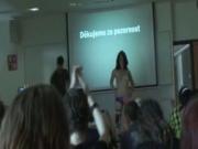 Student Does A Striptease For Her Presentation In Class