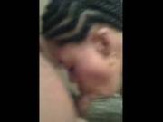 Ebony American Girl Gives Her BF A girl giving head In The Bathroom