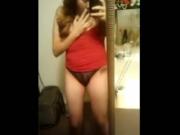 Girl Tapes Herself Playing With Her Tits And Pussy In The Mirror