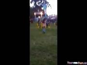 teen Goes Naked Crazy On A Festival And The Security Guard Ruins The Fun