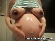 Busty Pregnant kitchen sex on cam