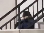 boobs exposed tapes a couple having sex on public stairs outside