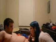fat sex Emo teen With Blue Hair Sucks Her BFs Cock