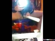 teeny Tapes Herself masturbation With A Huge Stick