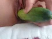 teeny Masturbates Closeup With A Cumcumber And Leaks Pussyjuice