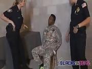 Soldier Gets His Weapon Checked Out by Perverted Milf Cops