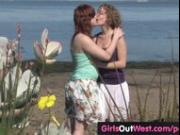 Girls Out West - Hairy Aussie lesbians fuck outdoors