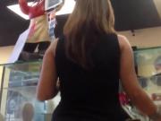 Woman In Cute Black Dress And Sandals Orders Food While Her Feet Are Unsuspectingly Filmed