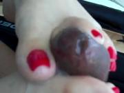 Oily toejob for engorged BBC