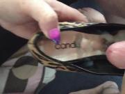 Rough handjob and cumshot into shoe insole