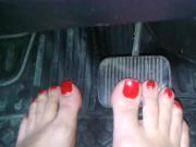 Painted Nails Barefoot Babe Driving