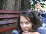 Foot amateur showing off dirty feet on bench