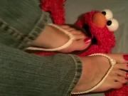 Flip flops crushing and trampling Elmo