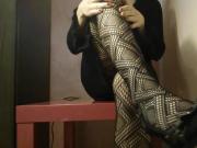 Black Nylon Leather Strapped Sandal Strip Tease