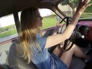 Bettina pumps the hell out of classic car pedal