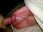 Cum dripping on shiny soles