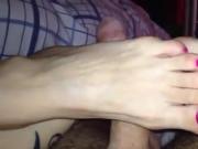 Sweet footjob and big ankle tattoo