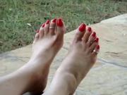 Beautiful Feet With Sexy Toe Rings And Long Red Toe Nails Get Dangled Before You