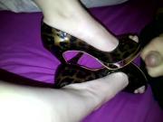Sexy black high heels getting jizz